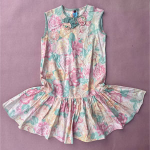 80s Pastel Floral Sleeveless Kids Dress